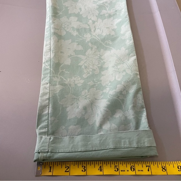 NWT Sundance Women’s 8 Bastille Easy Pants Green Floral Boho Button Fly Cuffed - Picture 14 of 14
